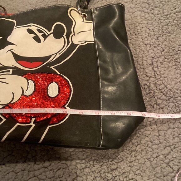 Mickey Mouse Black Purse Shoulder Bag Red Sequin Belly Vintage - Picture 3 of 11